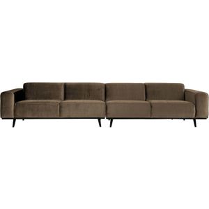 BePureHome Statement XL 4-zitsbank - Fluweel Taupe - Basic design - Afmeting: 77x372x93 cm