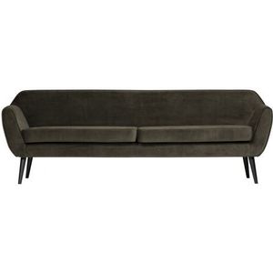WOOOD Rocco XL Sofa - Velvet - Warm Groen - 75x230x82: Moderne 4-zits bank met elegante uitstraling