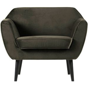 WOOOD Rocco Fauteuil - Velvet - Warm Groen - 75x92x81