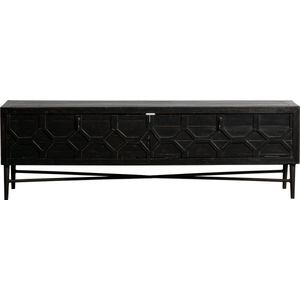 BePureHome Bequest Tv Meubel/ Salon Tafel - Hout - Zwart - 50x160x45