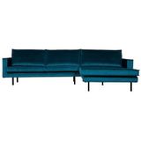 BePureHome Rodeo Chaise Longue Rechts - Velvet - Blue - 85x300x86 - Royale chaise longue bank