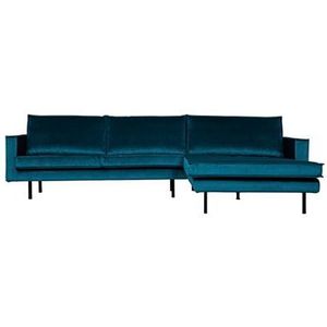 BePureHome Rodeo Chaise Longue Rechts - Velvet - Blue - 85x300x86 - Royale chaise longue bank