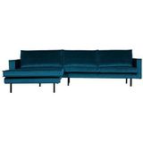 BePureHome Rodeo Chaise Longue Links - Velvet - Blauw