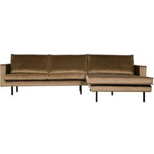 BePureHome Rodeo Chaise Longue Rechts - Velvet - Taupe - 85x300x86 - Royale chaise longue bank