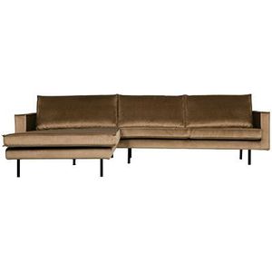 BePureHome Rodeo Chaise Longue Links - Velvet - Taupe - 85x300x86