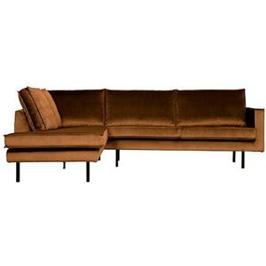 BePureHome Rodeo Hoekbank Links - Velvet - Honing Geel - Eigentijds en chique design - 85x266x86 - Stevig zitcomfort