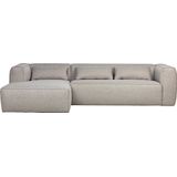 WOOOD Exclusive Bean Hoekbank Links - Lichtgrijs Gemêleerd - Comfortabel en Stevig - Breedte 305 cm