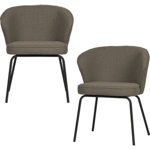 BePureHome Admit Eetkamerstoelen - Polyester - Nougat - Set van 2