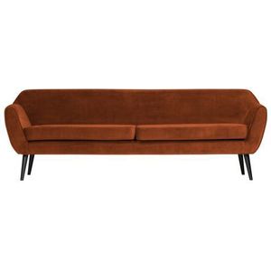 WOOOD Rocco XL Sofa - Velvet - Roest - 75x230x82 - Moderne 4-zits bank