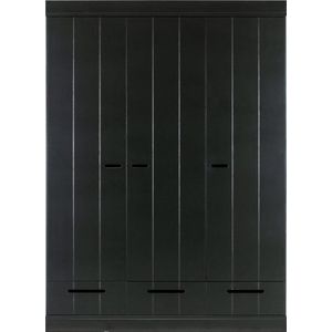 WOOOD Kast 3-Deurs met Lade Connect - Grenen - Zwart - 195x140x53