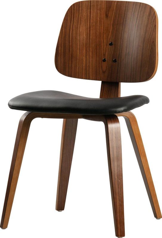 vtwonen Classic Eetkamerstoel - Zwart/walnoot - 81x48x50