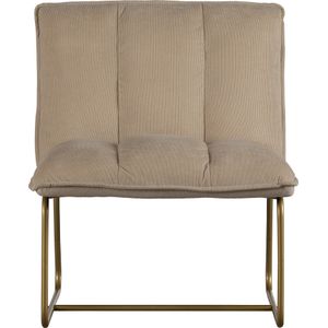 WOOOD - Fie - Fauteuil - Zand - Ribstof - 100% Polyester - Goudkleurig Onderstel