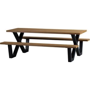 Woood Tablo WOOOD Picknicktafel Met X-poot Buiten Tablo - Naturel - 75x206x145