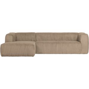 WOOOD Exclusive Bean Hoekbank Links - Ribstof - Stoer en Volumineus Design - Hoge Zitcomfort - 73x305x96 cm