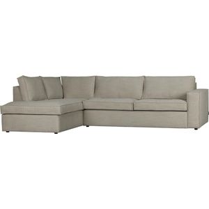 WOOOD Freddie Hoekbank Links - Stof Naturel - 283x197x90 cm - Comfortabele en tijdloze loungebank