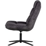 WOOOD Job Draaifauteuil - Velvet - Antraciet - 101x70x85