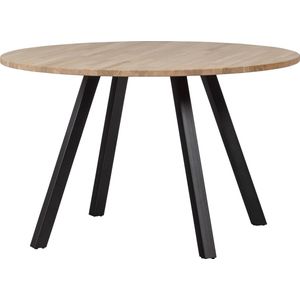 WOOOD Tablo Tafel Rond met 2-Standen Poot - Eiken/Metaal - 75x120x120