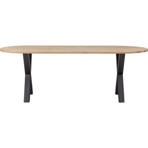 WOOOD Tablo Tafel Ovaal met Alkmaar Poot - Eiken/Metaal - 75x220x90