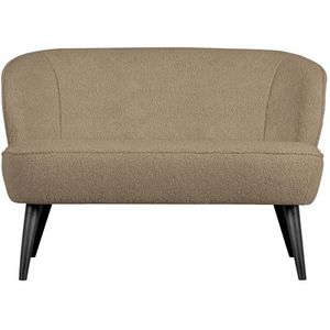 WOOOD Sara Bankje Teddy Sand - Opvallend subtiel en luxueus zacht - Hoge kwaliteit materialen - H 73 cm x B 110 cm x D 72 cm