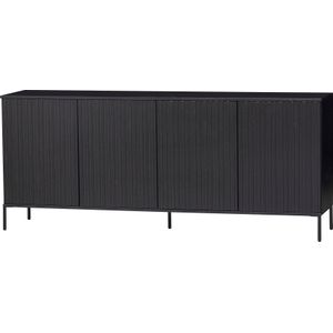 WOOOD New Gravure Dressoir - Grenen - Zwart - 85x200x44
