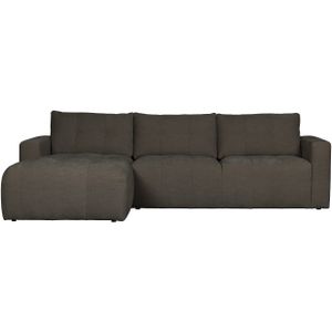 Bar Chaise Longue Geweven Stof Links Antraciet