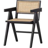 WOOOD Gunn Eetkamerstoel - Rattan - Zwart - 80x54x54