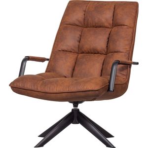 WOOOD - Jouke Draaifauteuil - Cognac - Kunstleer - Robuuste Comfortabele Draaifauteuil