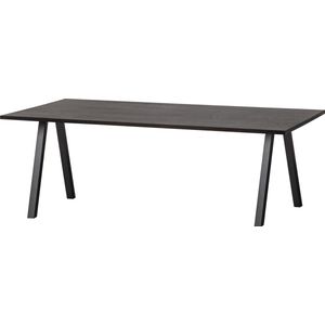 WOOOD Tablo Tafel met 2-stand Poot - Eiken/Metaal - Zwart - 75x200x90