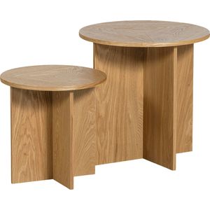 WOOOD Lina Bijzettafels - Hout - Naturel - Set van 2