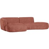 WOOOD Chaise Longue Polly - Polyester - Roze - 71x258x150/105: Speelse en organisch gevormde chaise longue uit de Polly-serie van WOOOD