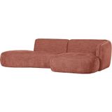 WOOOD Chaise Longue Polly - Polyester - Roze - 71x258x105/150 - Speels, organisch gevormd - Bekleed in zacht geweven stof