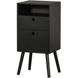 WOOOD Ozzy Nachtkastje - Hout - Zwart - 75x36x30