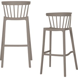 WOOOD Bliss Barstoel Buiten - Kunststof - Taupe - Set van 2