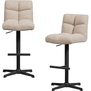 WOOOD Vinny Draaibare Barstoelen - Bouclé - Zand - Set van 2