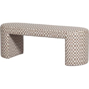 WOOOD bankje Jacob Polyester Ruitjes Zand 46x130x46