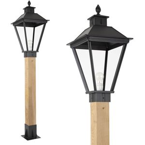 Buitenlamp zwart Square XL WOOD Sokkel tuinverlichting