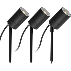 3x LED Pin Tuinspot Zwart