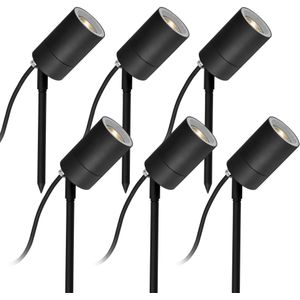 6x LED Pin Tuinspot Zwart