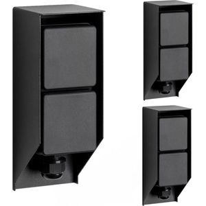 Set van 3 - Tuinstopcontact - Zwart - Double Wall - Buitenstopcontact met IP44 rating