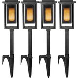 4x Solar Fakkel Tuinlamp Zwart