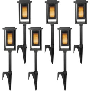 6x Solar Fakkel Tuinlamp Zwart