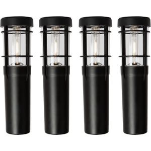 4x Faro Solar LED Tuinlamp Zwart