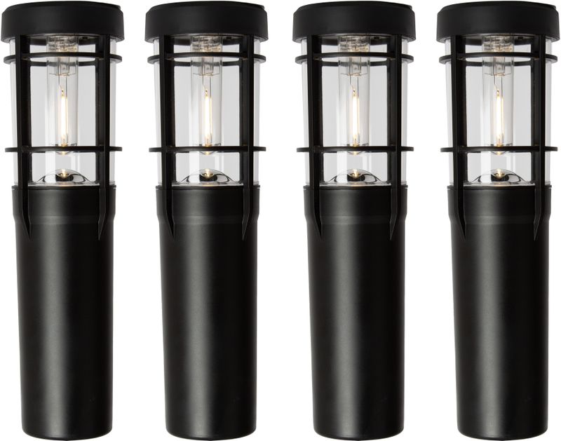 Faro - Solar LED Tuinlamp - Zwart - 4 Stuks - Duurzaam en Milieuvriendelijk