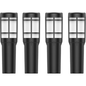 Set 4 stuks Fuego LED Solar Tuinfakkel Zwart