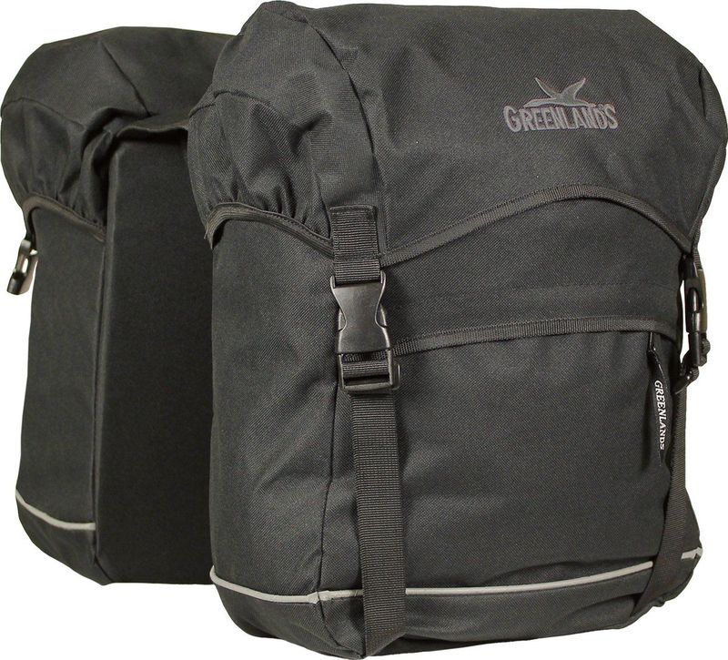 Greenlands Travel - Dubbele Fietstas - lichtgewicht - reflecterende bies - regenhoes - 50 l - Zwart
