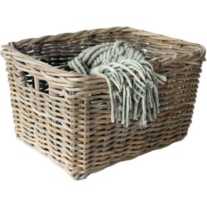 Van der Leeden Opbergmand - bruin - 50 x 40 x 30 cm - rotan - gevlochten riet - mand - opbergen