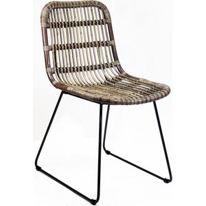 Van der Leeden | Rotan Rotan eetkamerstoel met metalen sledepoot | 65 x 78 x 97 cm