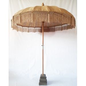 Parasol Bali Wit Ø185 cm - Grijze Franjes