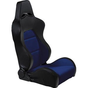 AutoStyle Sportstoel 'Eco' - Zwart/Blauw Kunstleder - Linkerzijde verstelbare rugleuning - incl. sledes