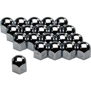 Set Universele Wielmoerkapjes - Chroom Staal - 19mm - set á 20 Stuks